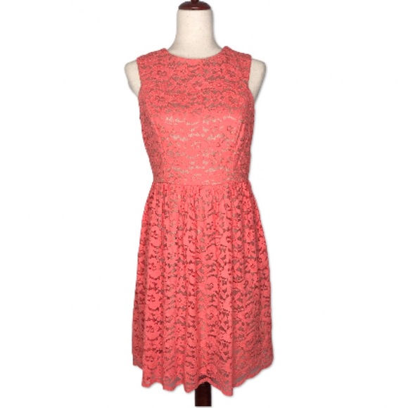 Ivy + Blu Dresses | Ivy + Blue Modcloth Coral Lace Fit & Flare Midi Dress | 6 | Color: Orange/Pink | Size: 6 | Karie_Robbins's Closet